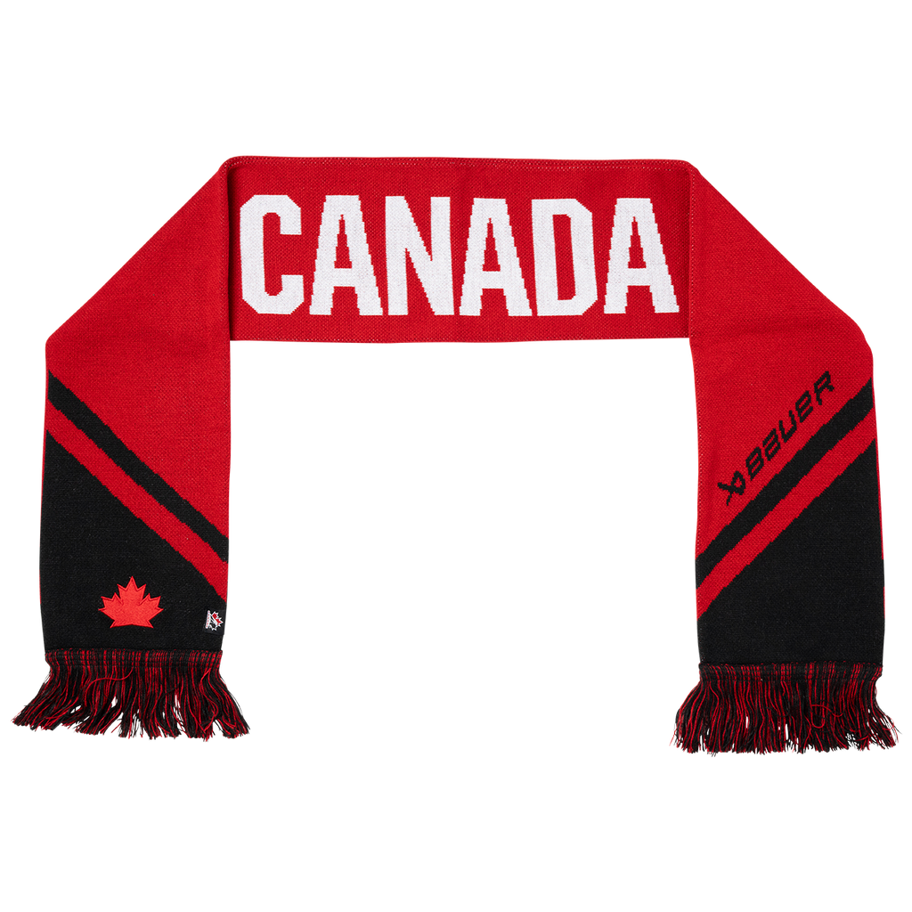 Hockey Canada IIHF Bauer Red/Black Team Scarf product image 1, provided for visual reference and product detail review