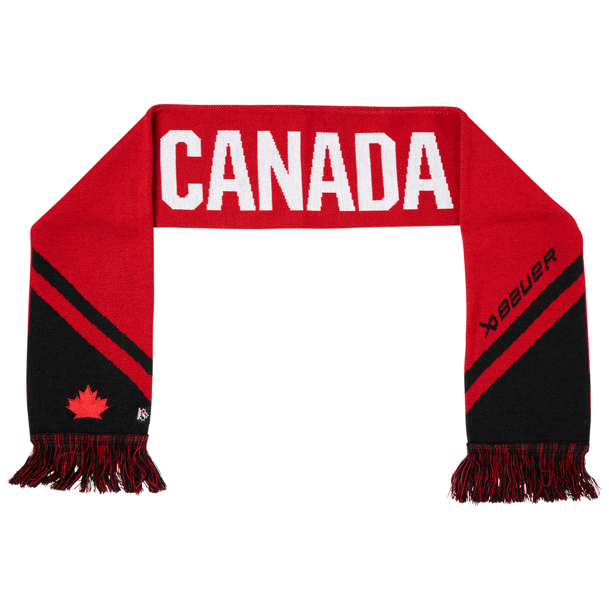 Hockey Canada IIHF Bauer Red/Black Team Scarf product image 1, provided for visual reference and product detail review