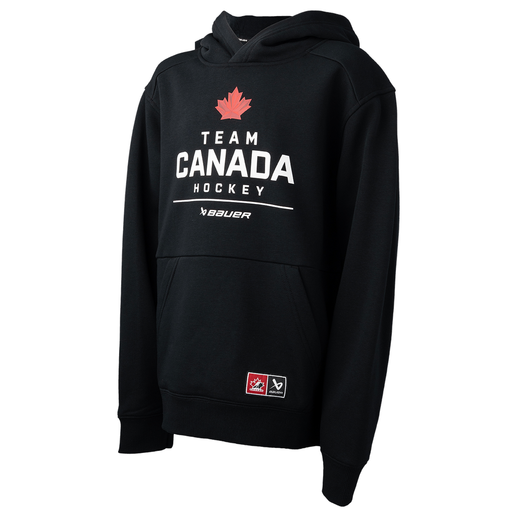 Hockey Canada IIHF Bauer Youth Black Stacked Pullover Hoodie product image 3, provided for visual reference and product