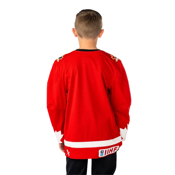 Hockey Canada IIHF Bauer Youth Red Replica Jersey product image 2, provided for visual reference and product detail review