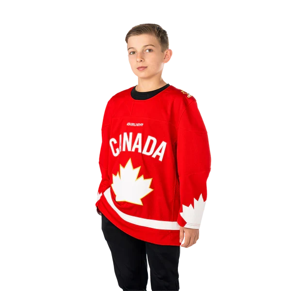Hockey Canada IIHF Bauer Youth Red Replica Jersey product image 3, provided for visual reference and product detail review