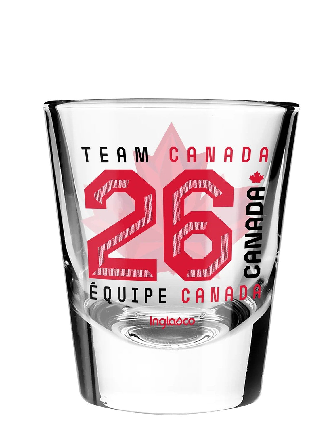 Hockey Canada IIHF Inglasco 2026 Winter Olympics 2oz Round Shot Glass product image 2, provided for visual reference and