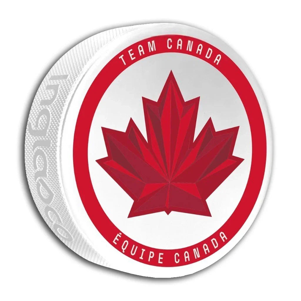 Hockey Canada IIHF Inglasco 2026 Winter Olympics Off-White Souvenir Hockey Puck product image 1, provided for visual