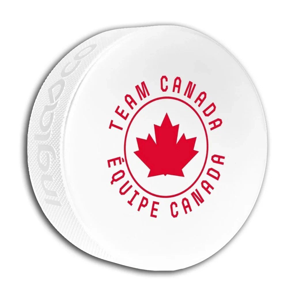 Hockey Canada IIHF Inglasco 2026 Winter Olympics Off-White Souvenir Hockey Puck product image 2, provided for visual