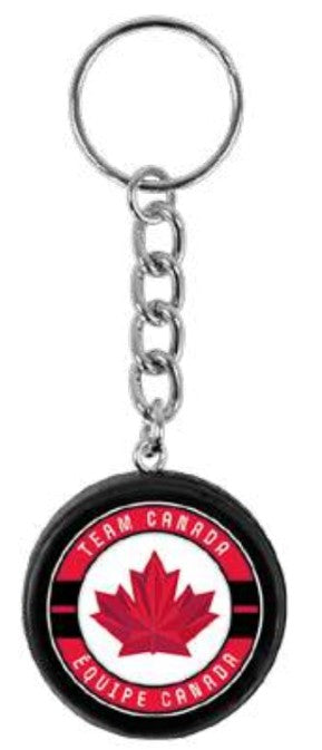 Hockey Canada IIHF Inglasco 2026 Winter Olympics Mini Hockey Puck Keychain product image 1, provided for visual reference
