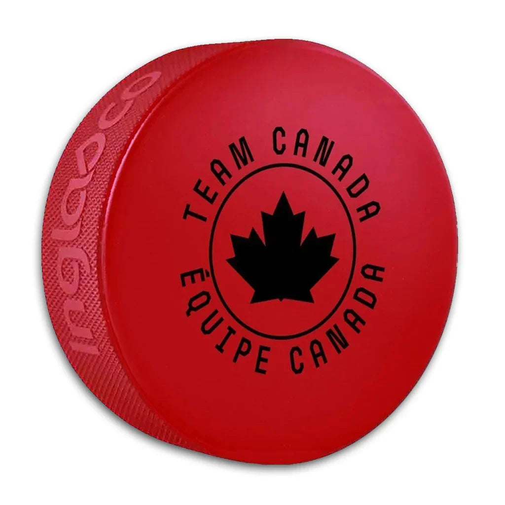 Hockey Canada IIHF Inglasco 2026 Winter Olympics Red Souvenir Hockey Puck product image 2, provided for visual reference and