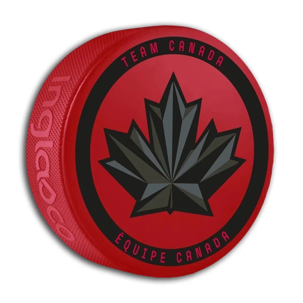 Hockey Canada IIHF Inglasco 2026 Winter Olympics Red Souvenir Hockey Puck product image 1, provided for visual reference and