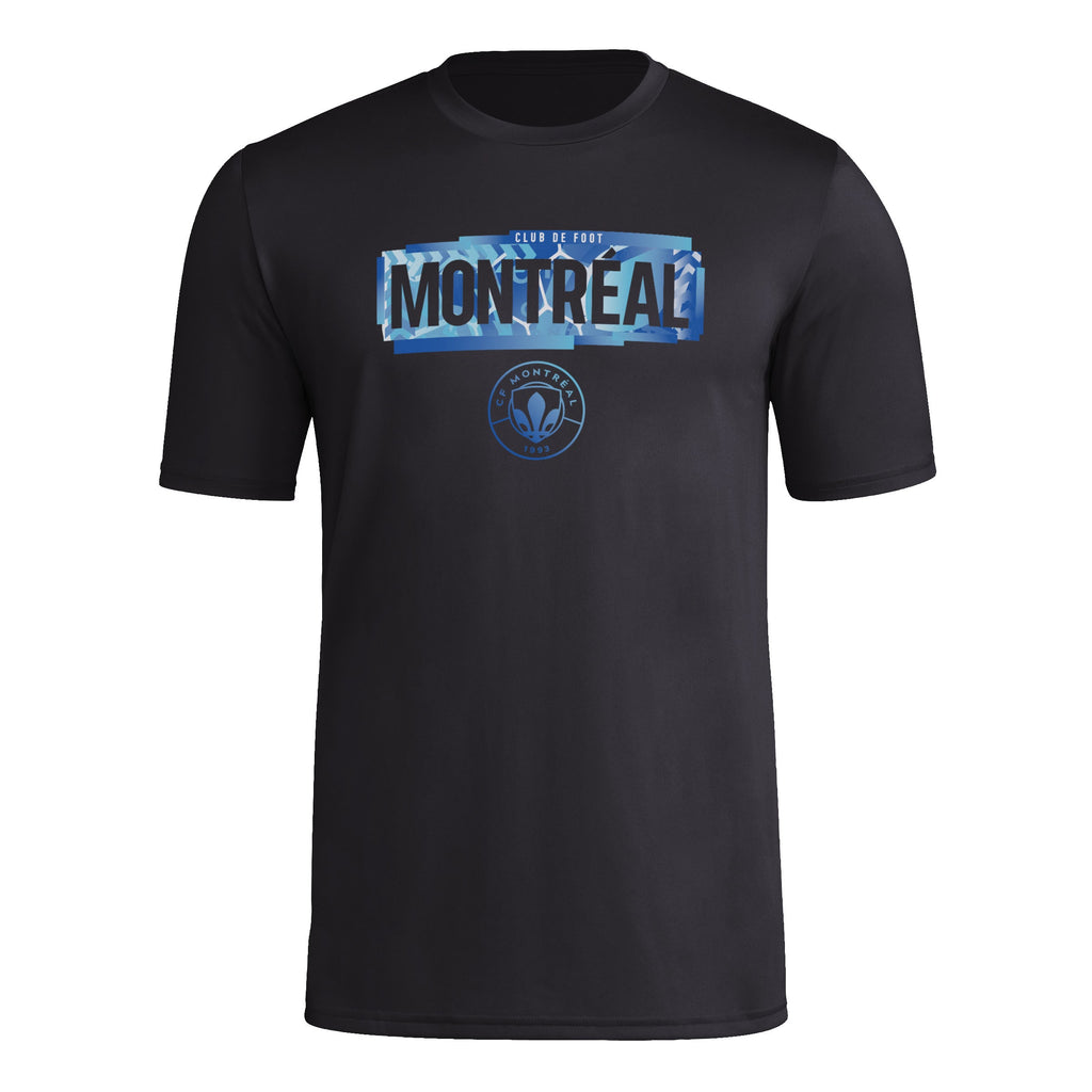 CF Montreal MLS Adidas Men Black Pre-Game T-Shirt product image 3, provided for visual reference and product detail review
