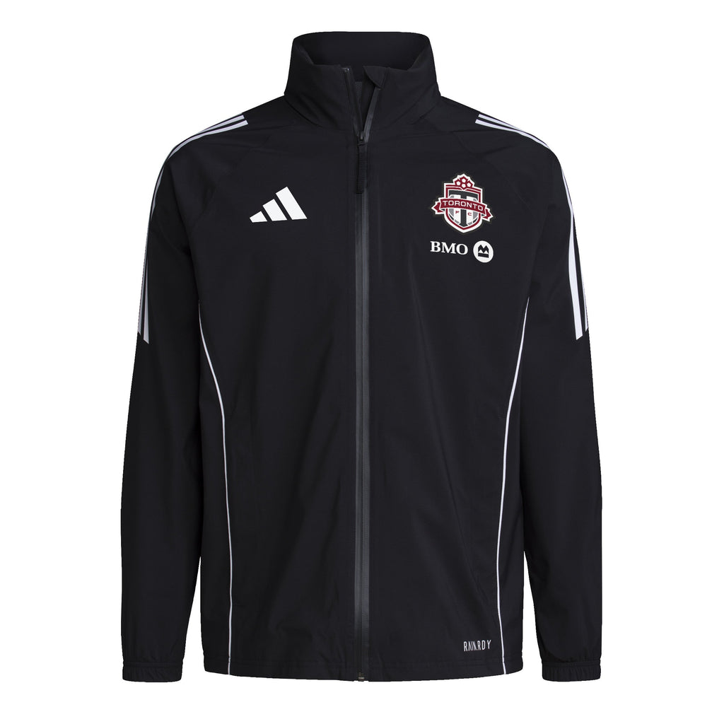 Toronto FC MLS Adidas Men Black Tiro 24 Rain Jacket product image 1, provided for visual reference and product detail review