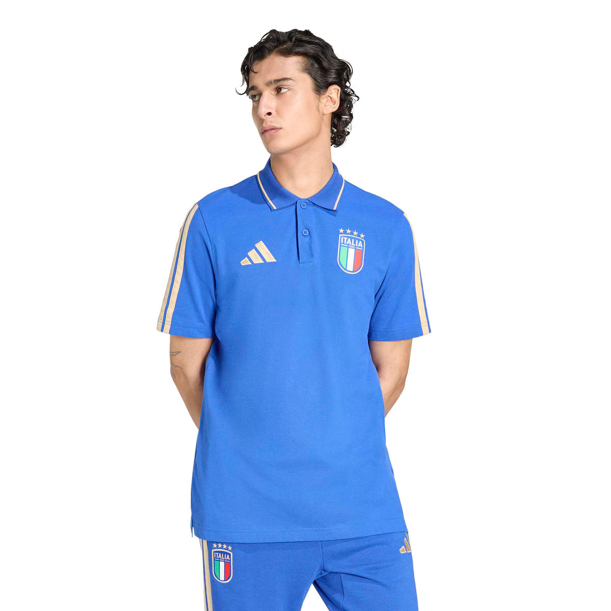 Italy National Team FIFA Adidas Men Blue DNA Polo T-Shirt product image 2, provided for visual reference and product detail