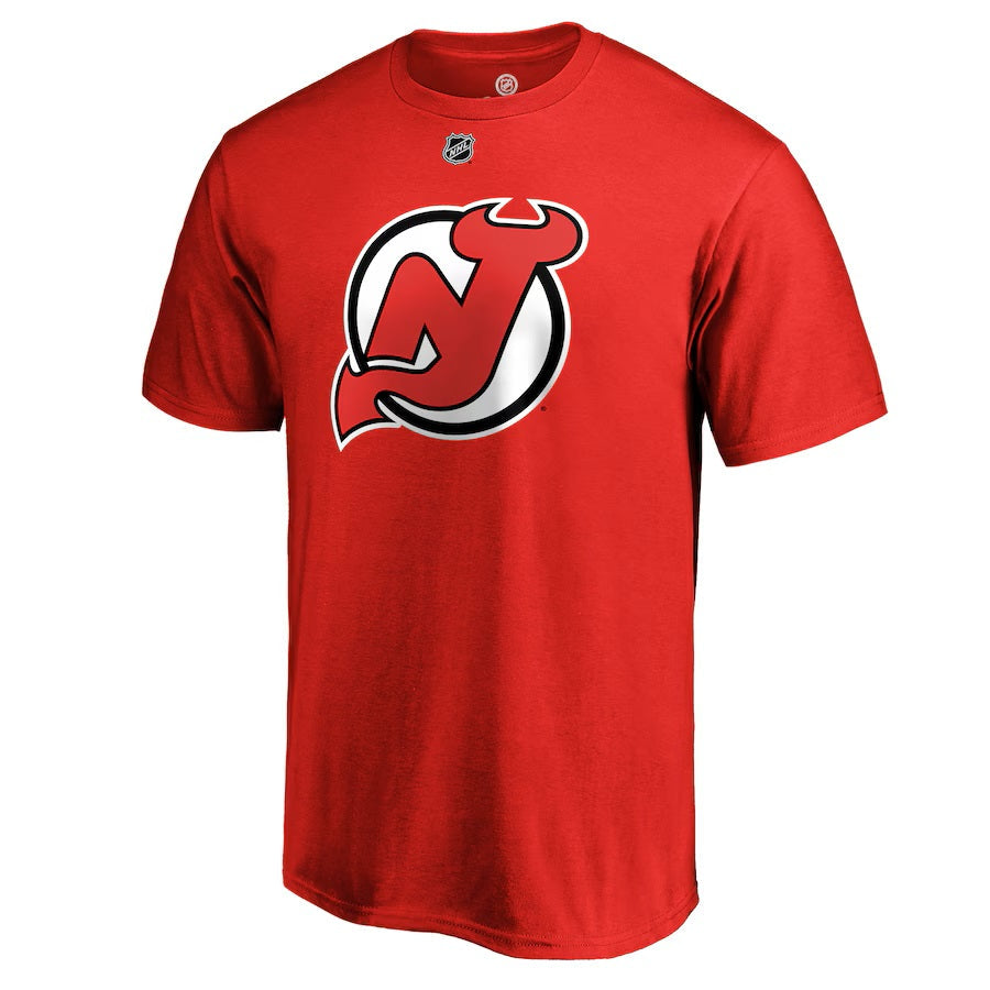 Jack Hughes New Jersey Devils NHL Fanatics Branded Men Red Authentic T Shirt product image 3, provided for visual reference