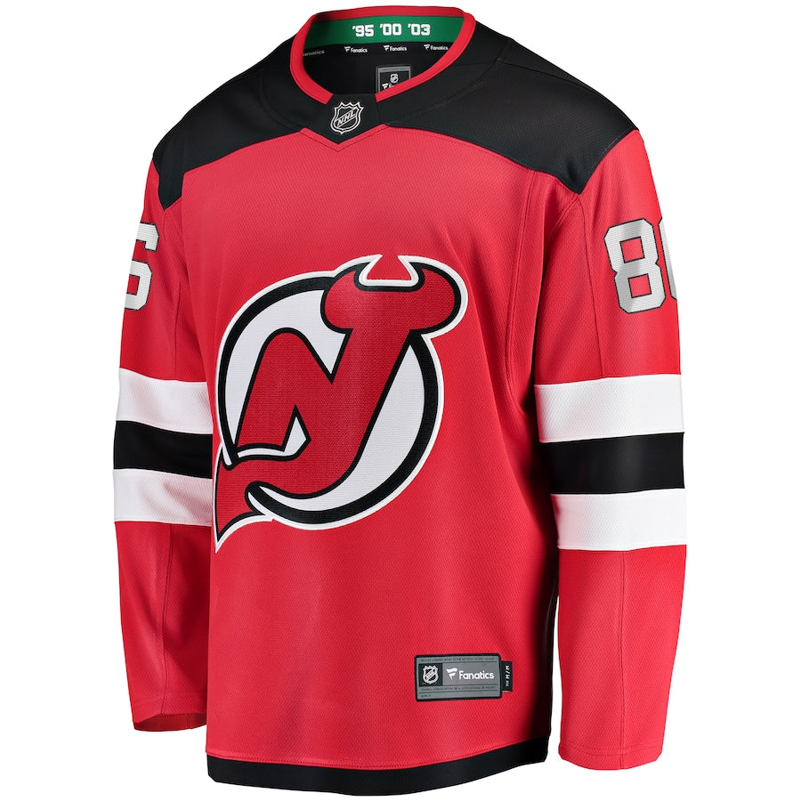 Jack Hughes New Jersey Devils NHL Fanatics Branded Men Red Breakaway Jersey product image 2, provided for visual reference
