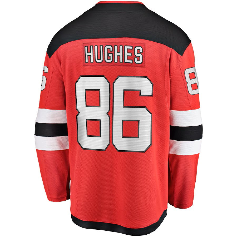 Jack Hughes New Jersey Devils NHL Fanatics Branded Men Red Breakaway Jersey product image 1, provided for visual reference