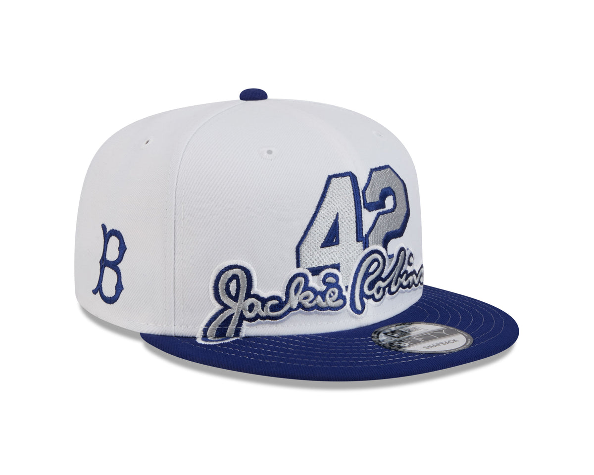 Jackie Robinson Brooklyn Dodgers MLB New Era Men White/Navy 9Fifty Signature Snapback product image 1, provided for visual