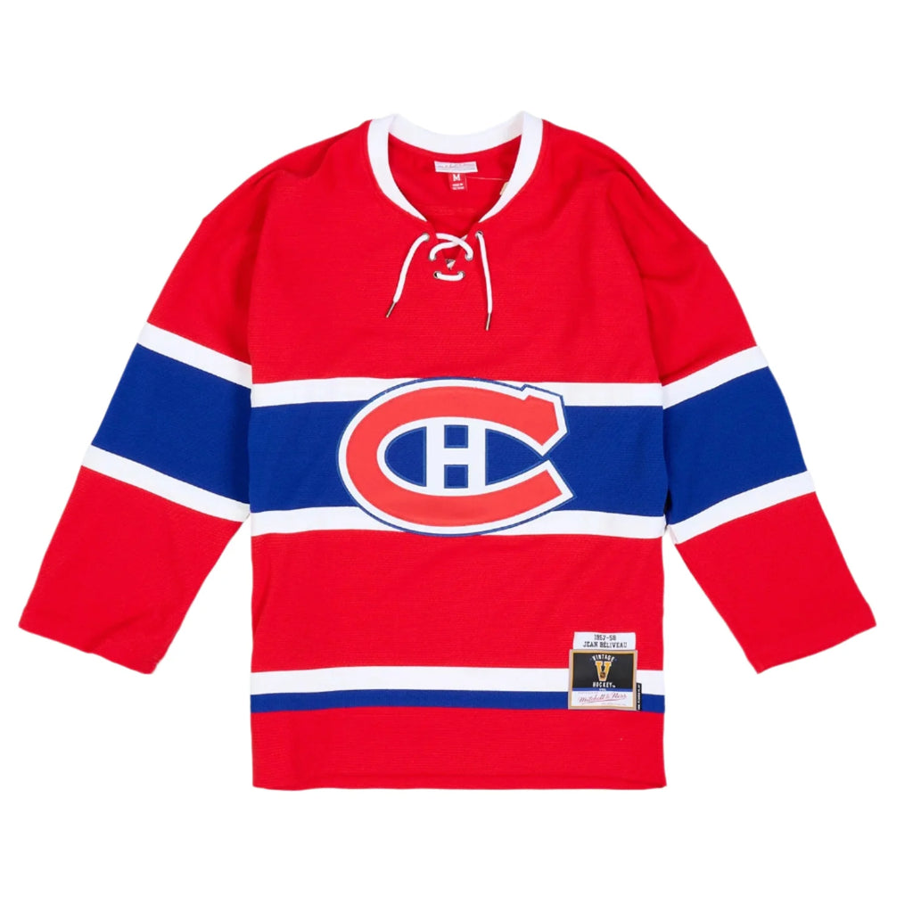 Jean Beliveau Montreal Canadiens NHL Mitchell & Ness Men Red 1957 Power Play Authentic Jersey product image 2, provided for