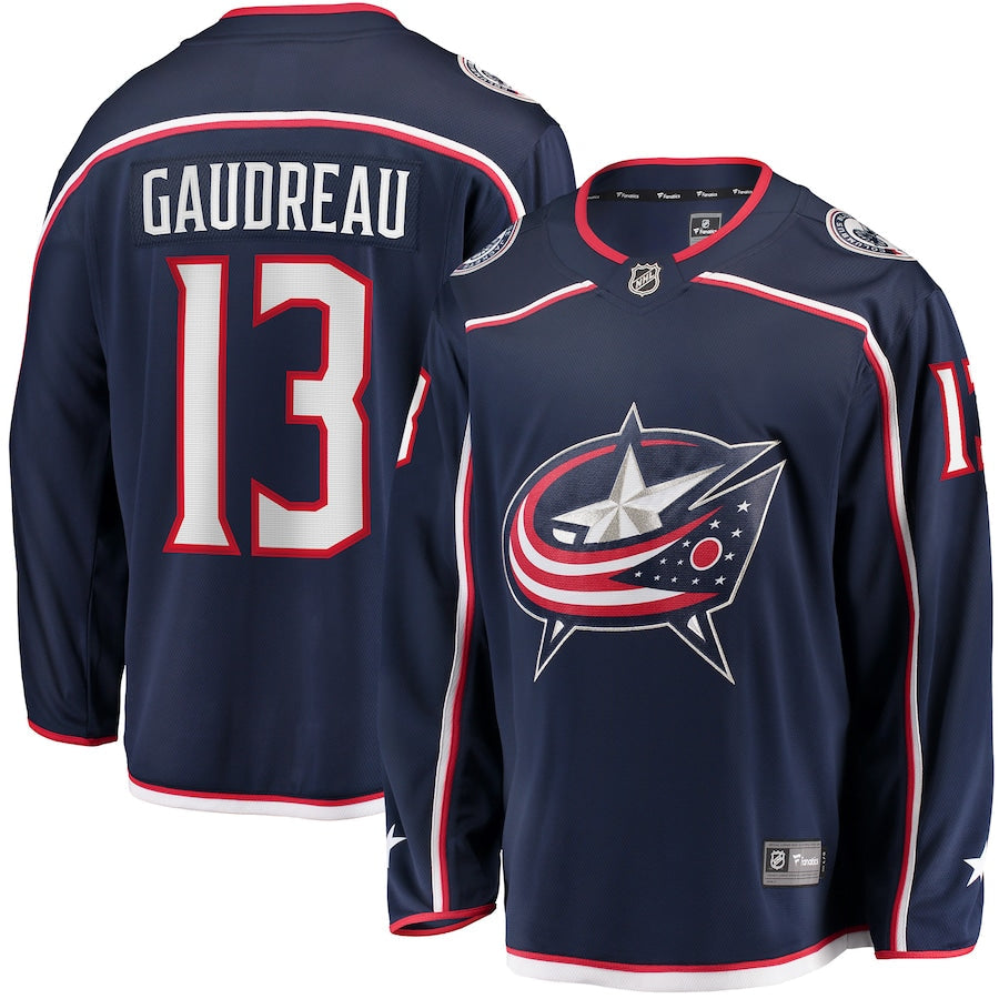 Johnny Gaudreau Columbus Blue Jackets NHL Fanatics Branded Men Navy Breakaway Jersey product image 3, provided for visual