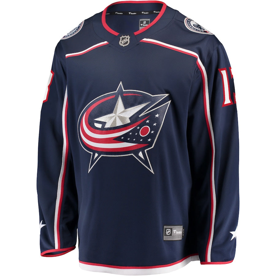 Johnny Gaudreau Columbus Blue Jackets NHL Fanatics Branded Men Navy Breakaway Jersey product image 2, provided for visual