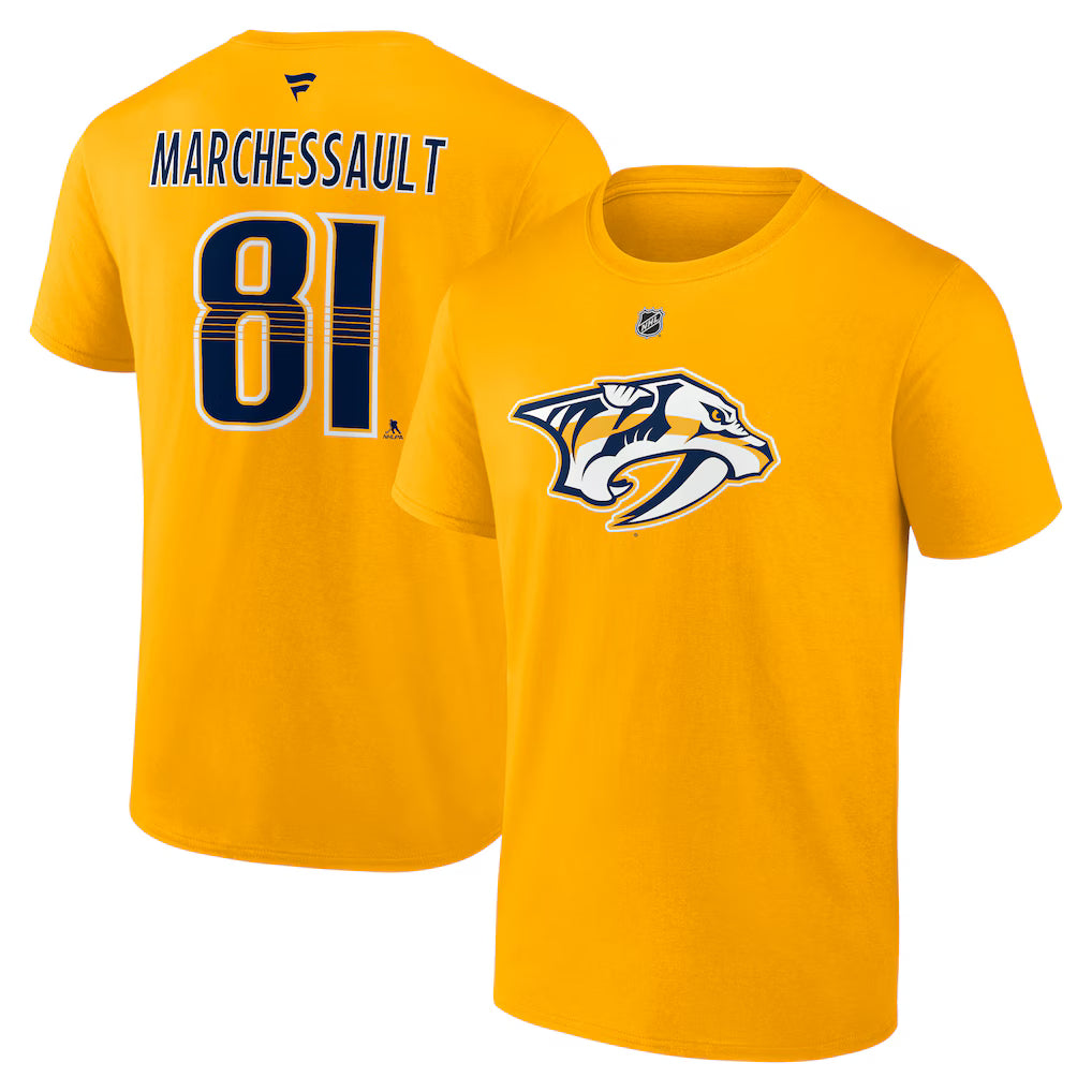 Jonathan Marchessault Nashville Predators NHL Fanatics Branded Men Yellow Gold Authentic T Shirt product image 3, provided