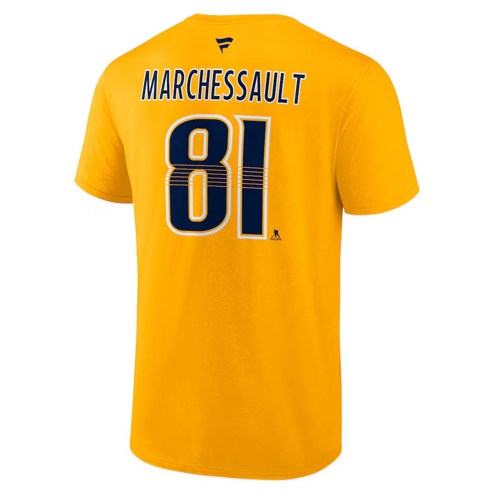 Jonathan Marchessault Nashville Predators NHL Fanatics Branded Men Yellow Gold Authentic T Shirt product image 1, provided