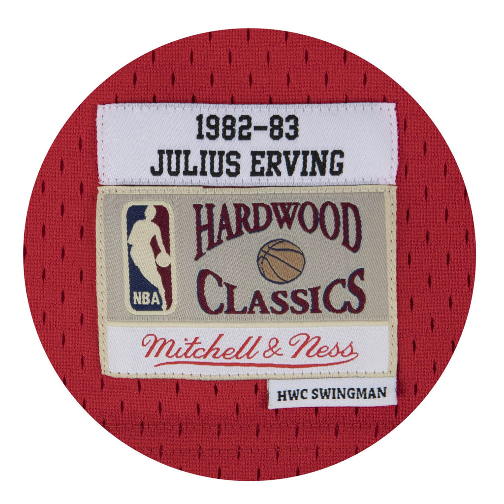 Julius Erving Philadelphia 76ers NBA Mitchell & Ness Men Scarlet 1982-83 Hardwood Classics Swingman Jersey product image 3,