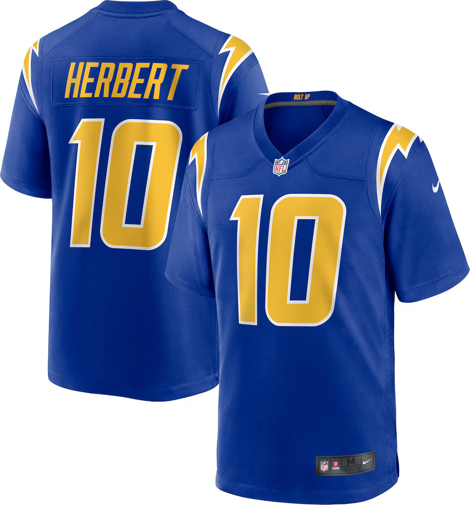 Justin Herbert Los Angeles Chargers NFL Nike Men Royal Blue Alternate Game Jersey product image 3, provided for visual