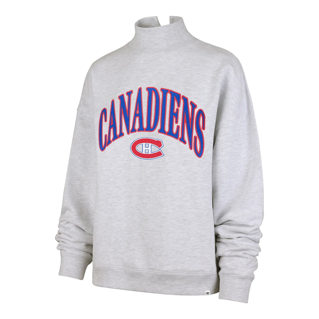 Montreal Canadiens NHL 47 Brand Women Grey Vantage Mock Neck Crew Sweater product image 1, provided for visual reference and