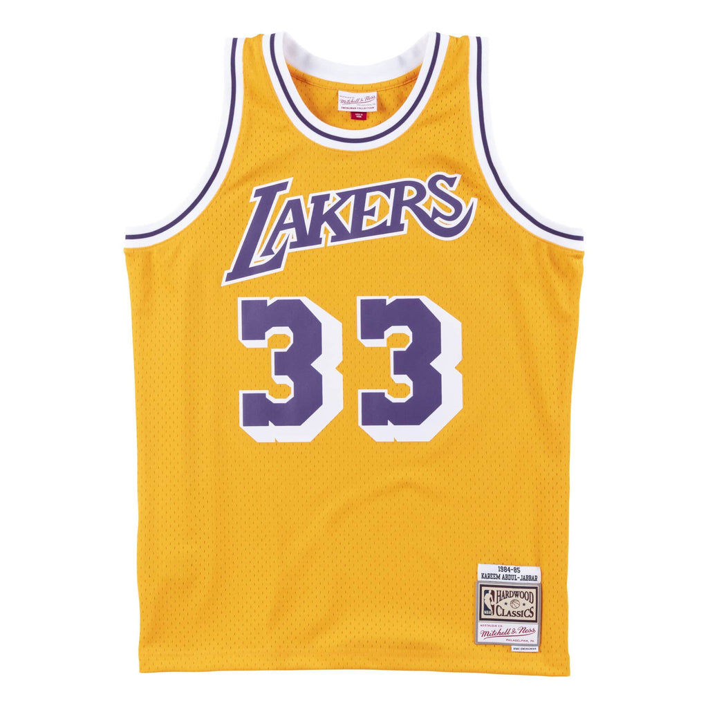 Kareem Abdul-Jabbar Los Angeles Lakers NBA Mitchell & Ness Men Gold 1984-85 Hardwood Classics Swingman Jersey product image