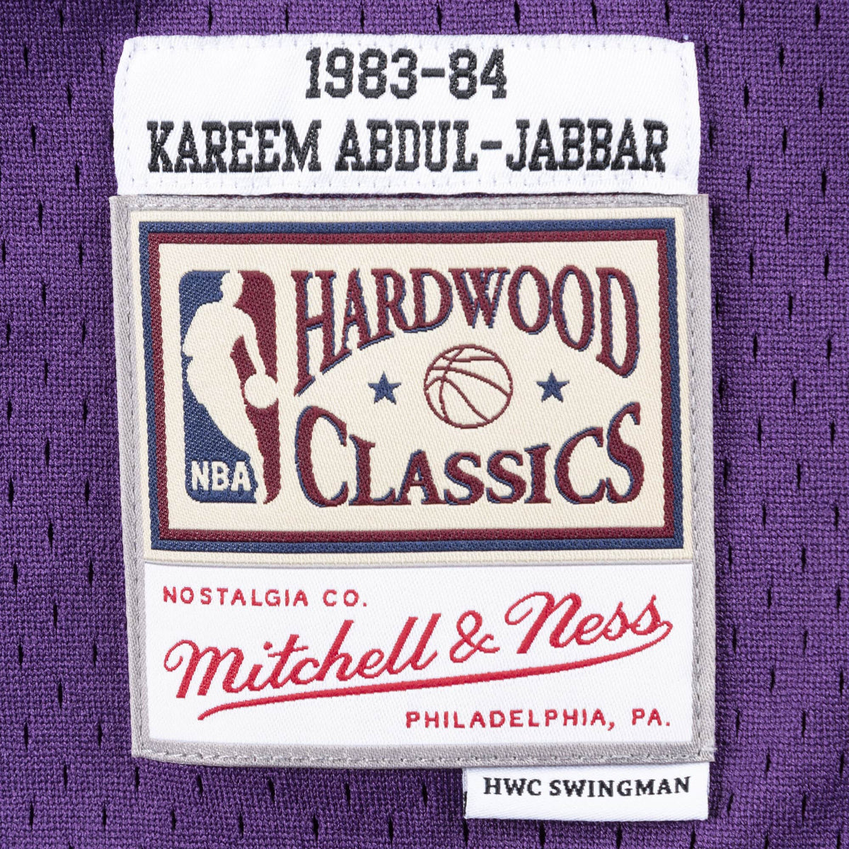 Kareem Abdul-Jabbar Los Angeles Lakers NBA Mitchell & Ness Men Purple 1983-84 Hardwood Classics Swingman Jersey product