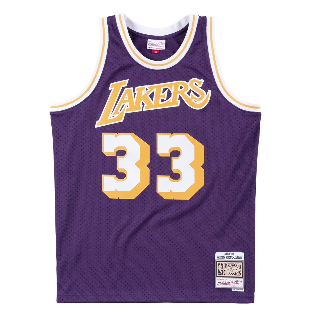 Kareem Abdul-Jabbar Los Angeles Lakers NBA Mitchell & Ness Men Purple 1983-84 Hardwood Classics Swingman Jersey product