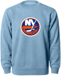 New York Islanders NHL Bulletin Men Light Blue Twill Logo Express Crew Sweater product image 1, provided for visual
