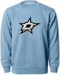 Dallas Stars NHL Bulletin Men Light Blue Twill Logo Express Crew Sweater product image 1, provided for visual reference and