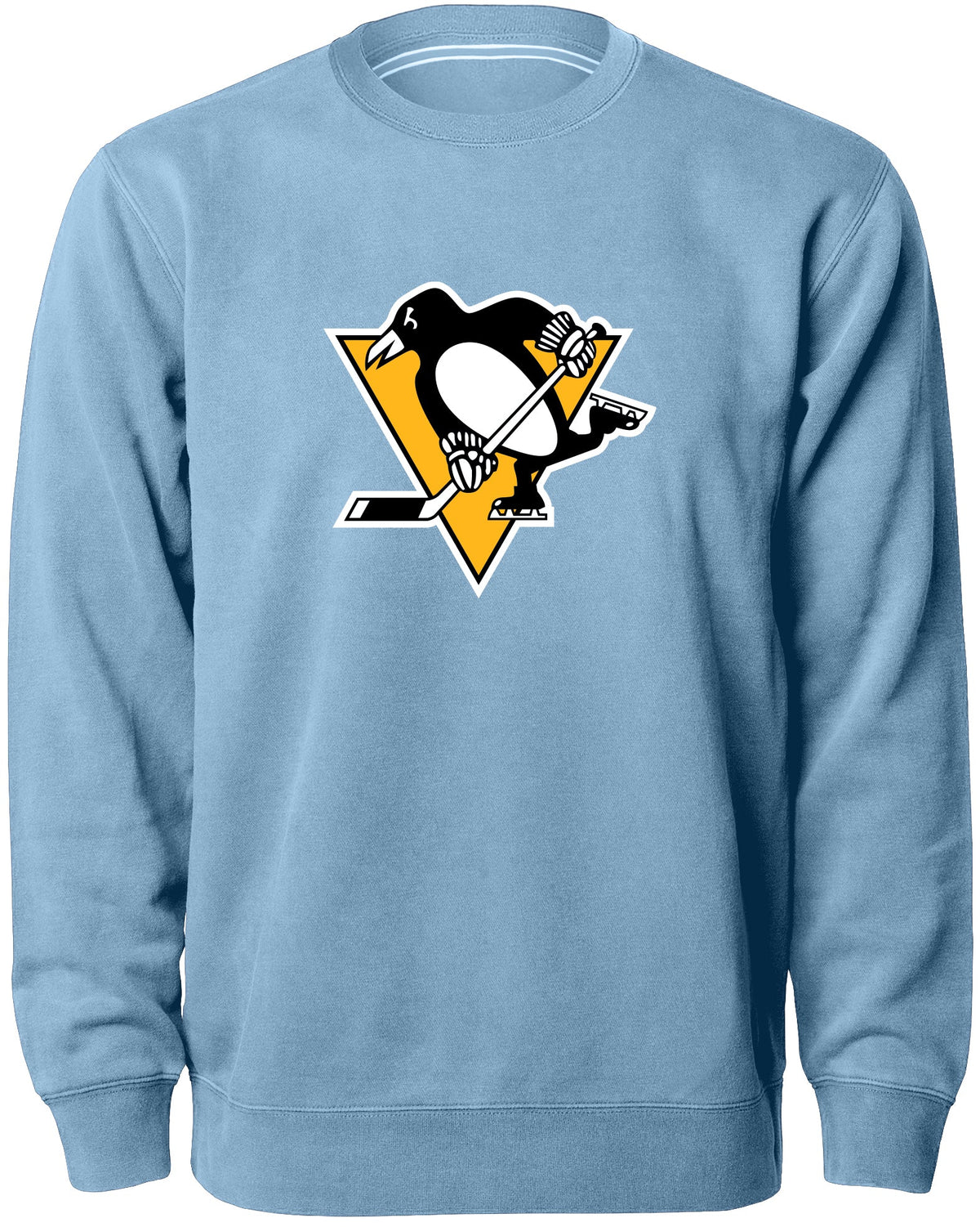 Pittsburgh Penguins NHL Bulletin Men Light Blue Twill Logo Express Crew Sweater product image 1, provided for visual