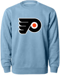 Philadelphia Flyers NHL Bulletin Men Light Blue Twill Logo Express Crew Sweater product image 1, provided for visual