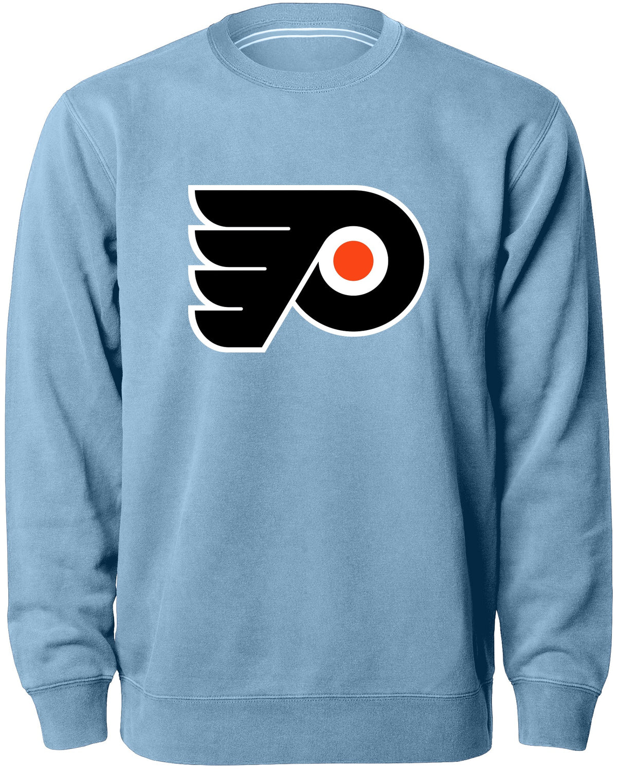 Philadelphia Flyers NHL Bulletin Men Light Blue Twill Logo Express Crew Sweater product image 1, provided for visual