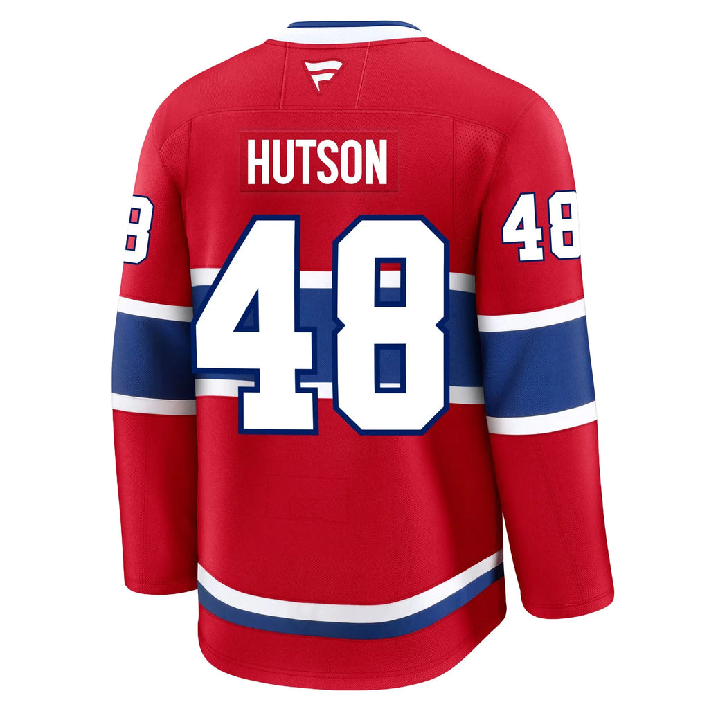 Lane Hutson Montreal Canadiens NHL Fanatics Branded Men Red Premium Jersey product image 1, provided for visual reference