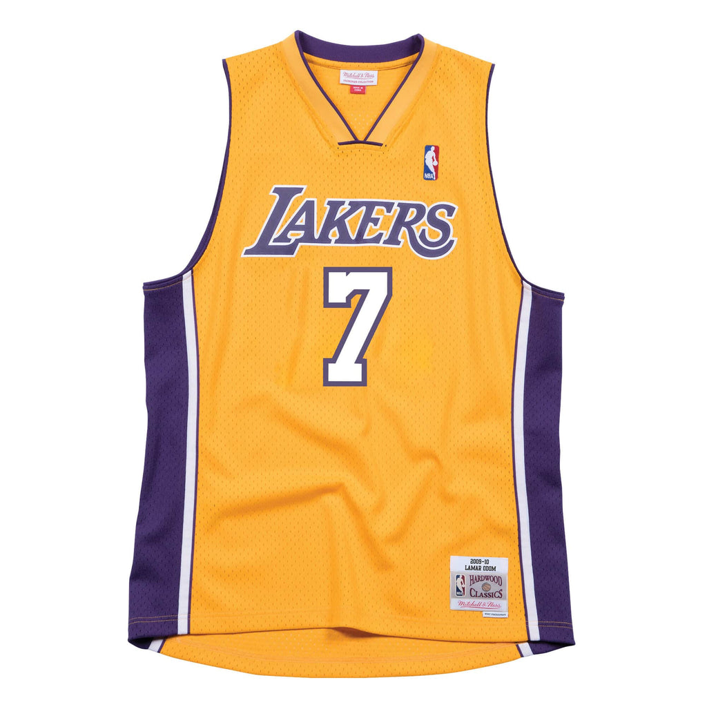 Lamar Odom Los Angeles Lakers NBA Mitchell & Ness Men Gold Hardwood Classics 2009-10 Hardwood Classics Swingman Jersey