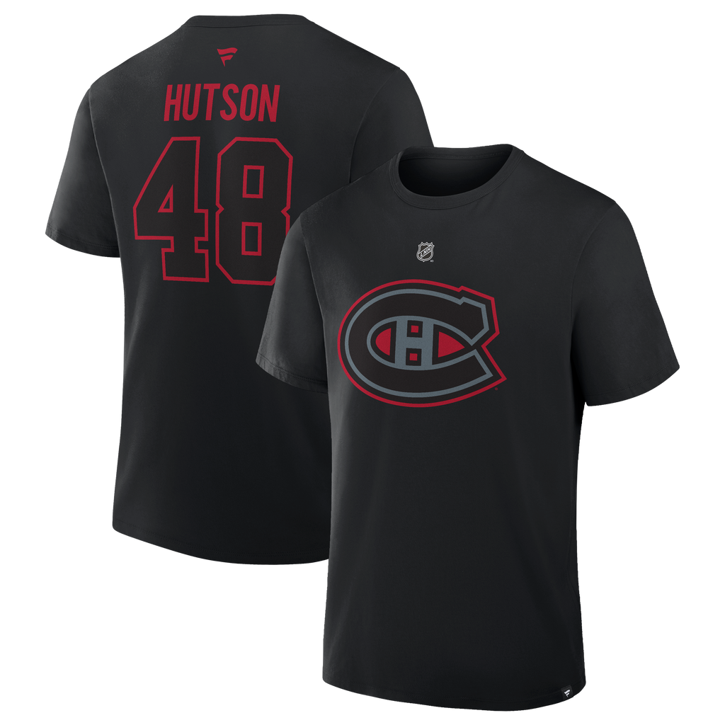 Lane Hutson Montreal Canadiens NHL Fanatics Branded Men Black Authentic T-Shirt product image 3, provided for visual