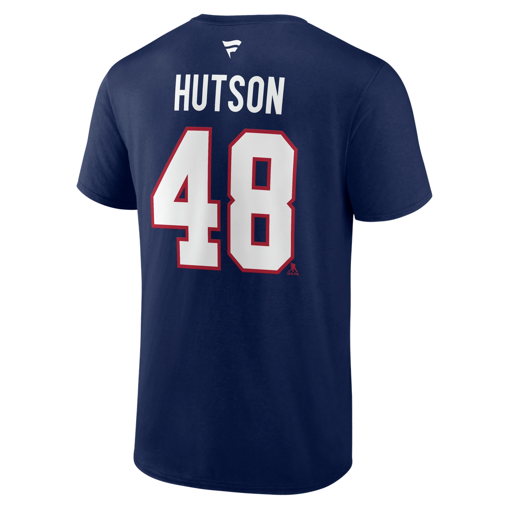 Lane Hutson Montreal Canadiens NHL Fanatics Branded Men Navy Authentic T-Shirt product image 1, provided for visual