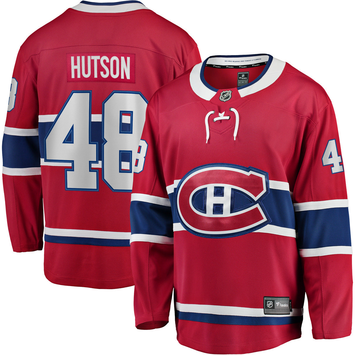 Lane Hutson Montreal Canadiens NHL Fanatics Branded Men Red Breakaway Pro-Stitched Jersey product image 3, provided for