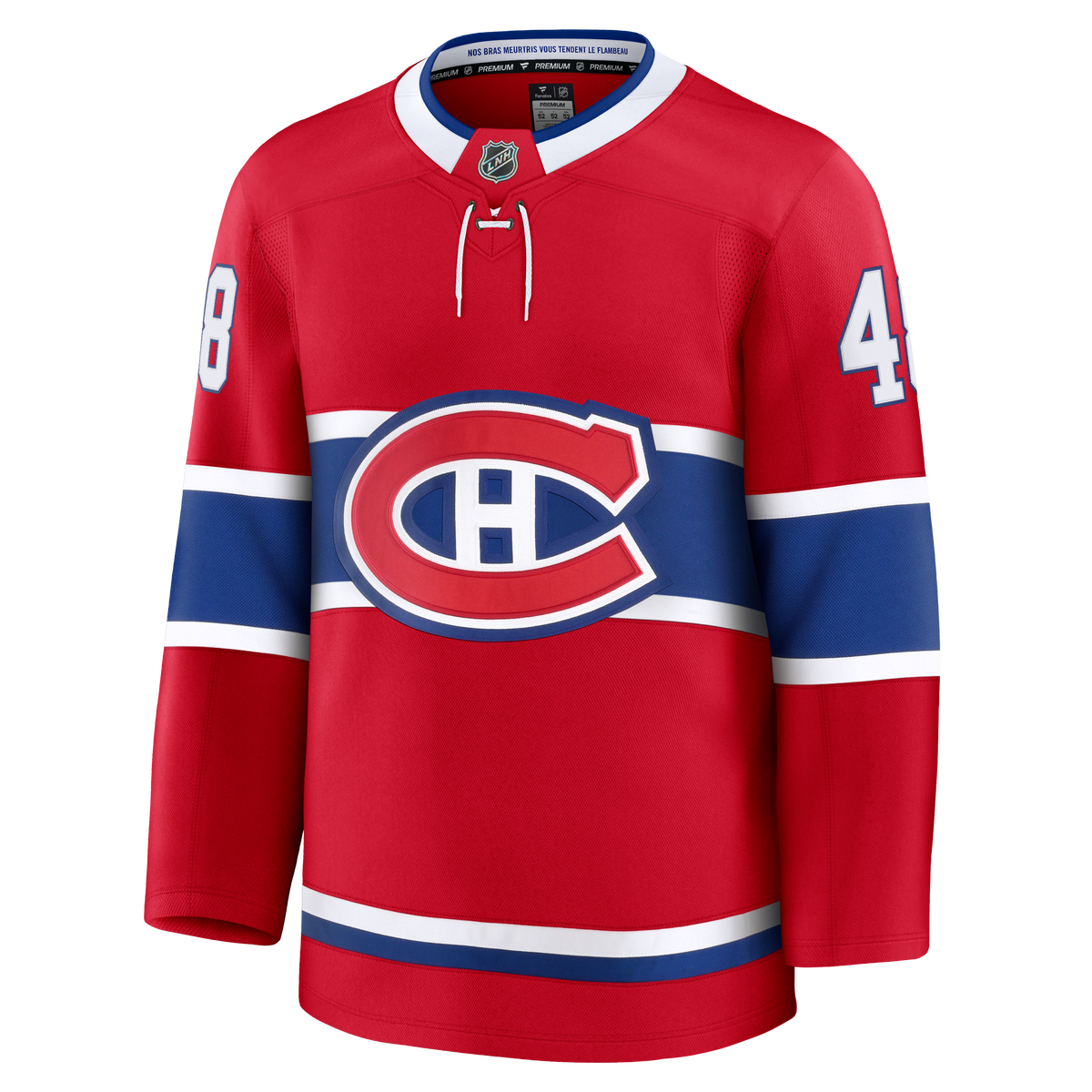 Lane Hutson Montreal Canadiens NHL Fanatics Branded Men Red Pro-Stitched Premium Jersey product image 2, provided for visual