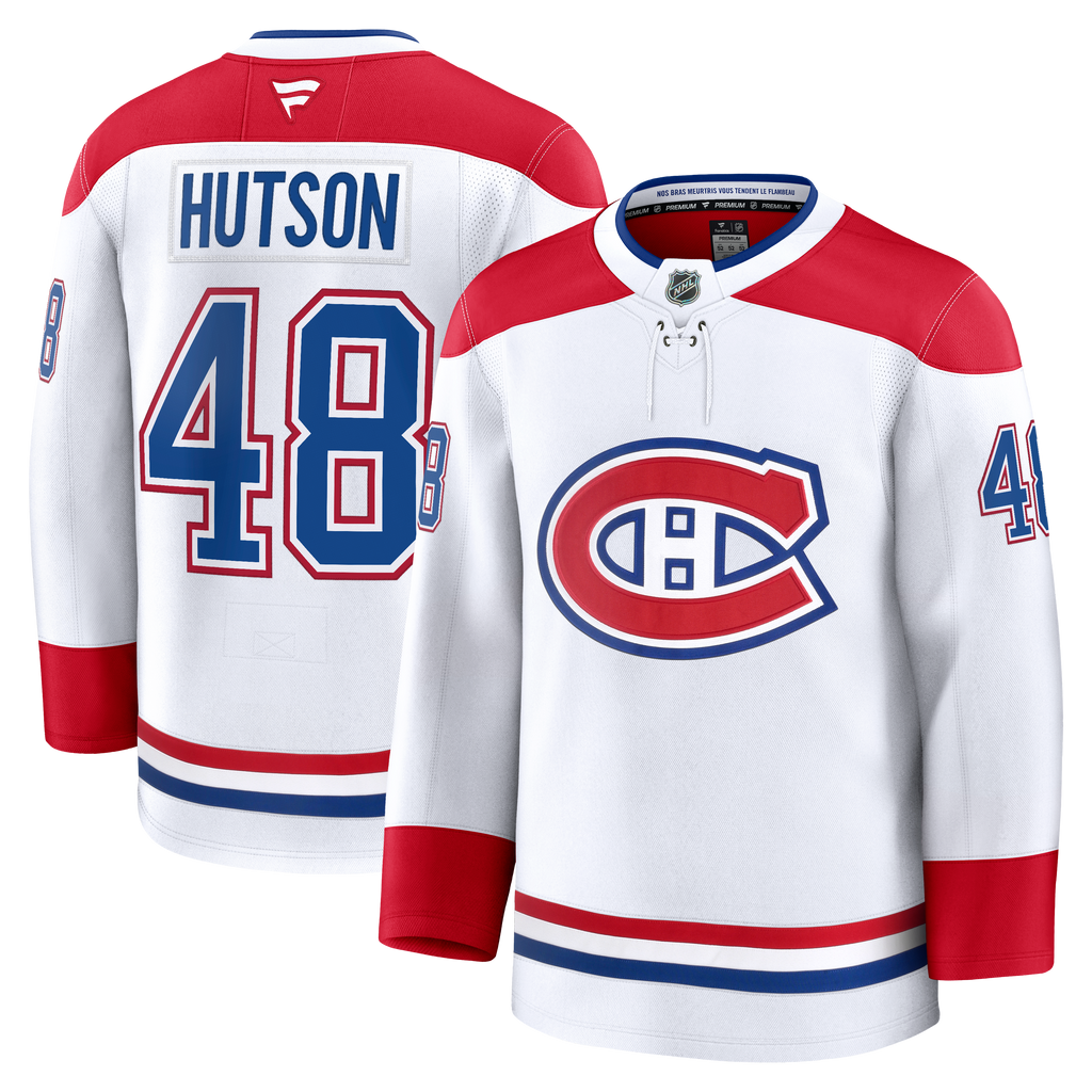 Lane Hutson Montreal Canadiens NHL Fanatics Branded Men White Pro-Stitched Premium Jersey product image 3, provided for