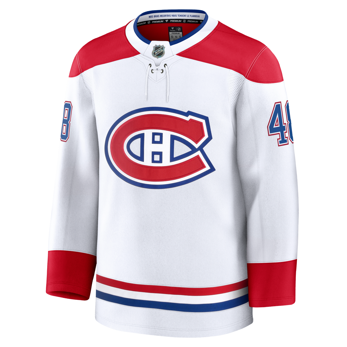 Lane Hutson Montreal Canadiens NHL Fanatics Branded Men White Pro-Stitched Premium Jersey product image 2, provided for