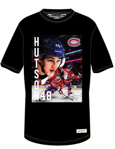 Lane Hutson Montreal Canadiens NHL Mitchell & Ness Men Black Bootleg T-Shirt product image 1, provided for visual reference
