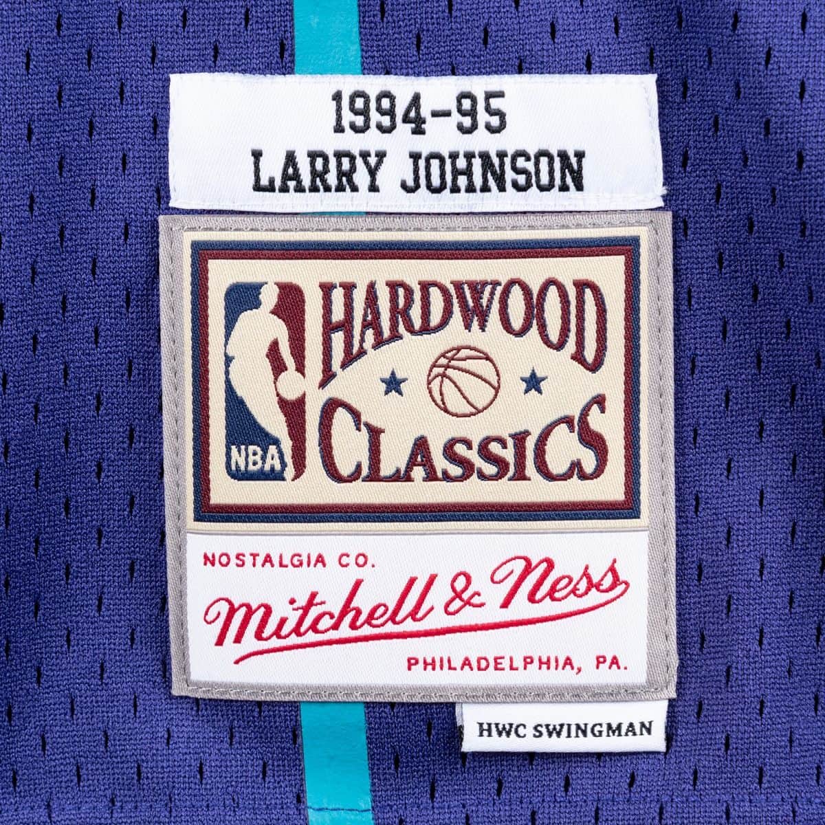 Larry Johnson Charlotte Hornets NBA Mitchell & Ness Men Purple 1994-95 Hardwood Classics Swingman Jersey product image 3,