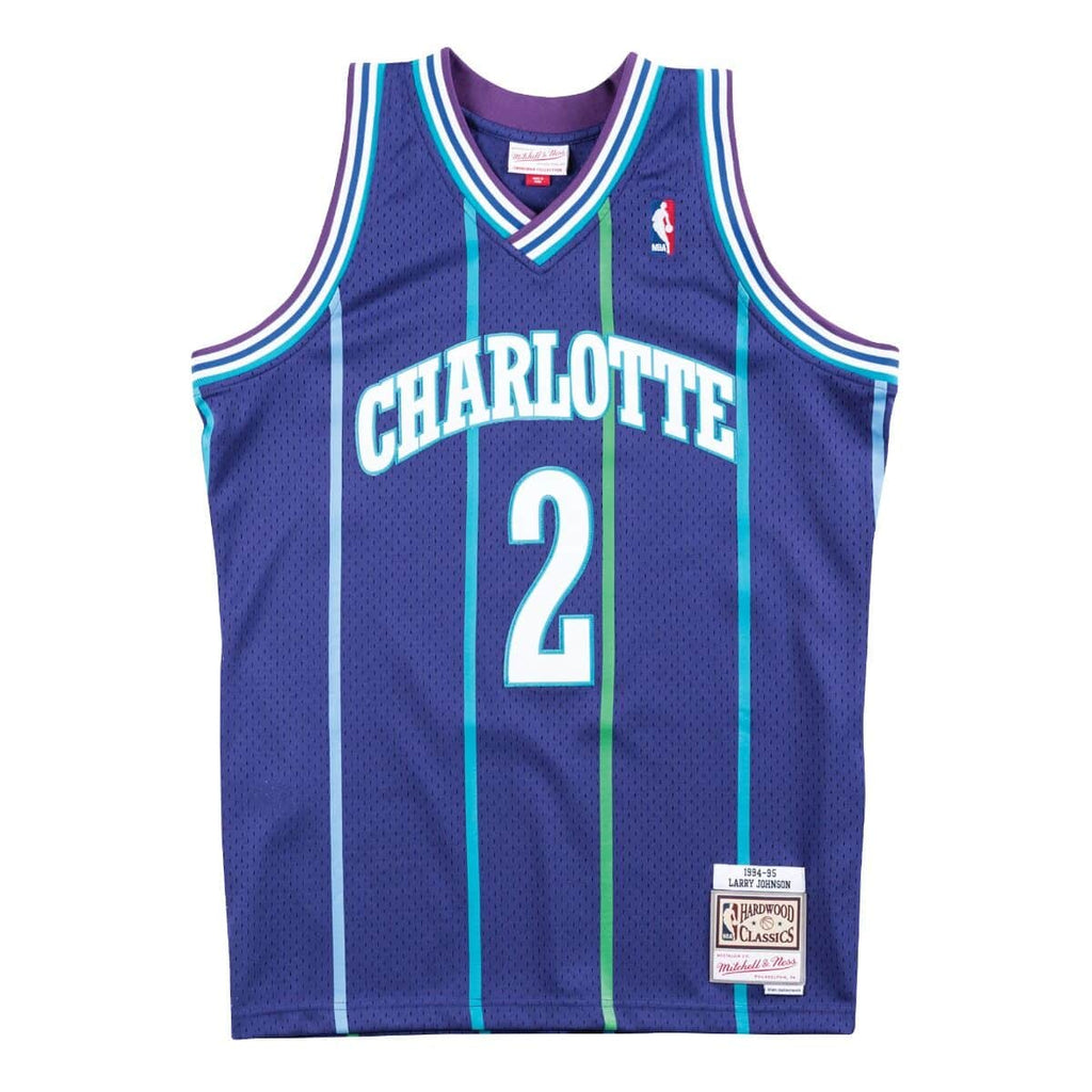 Larry Johnson Charlotte Hornets NBA Mitchell & Ness Men Purple 1994-95 Hardwood Classics Swingman Jersey product image 2,