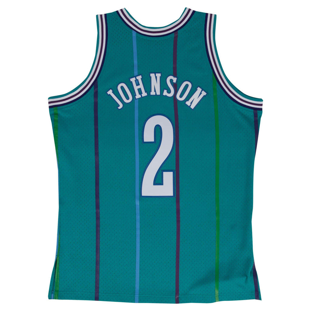 Larry Johnson Charlotte Hornets NBA Mitchell & Ness Men Teal 1992-93 Hardwood Classics Swingman Jersey product image 1,