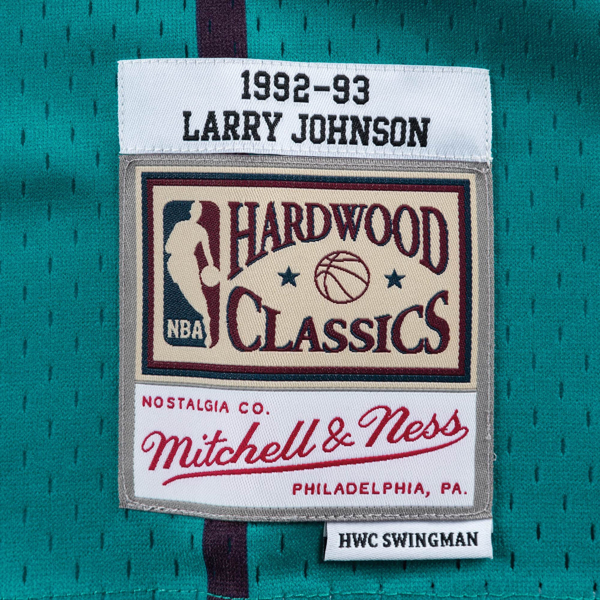 Larry Johnson Charlotte Hornets NBA Mitchell & Ness Men Teal 1992-93 Hardwood Classics Swingman Jersey product image 3,