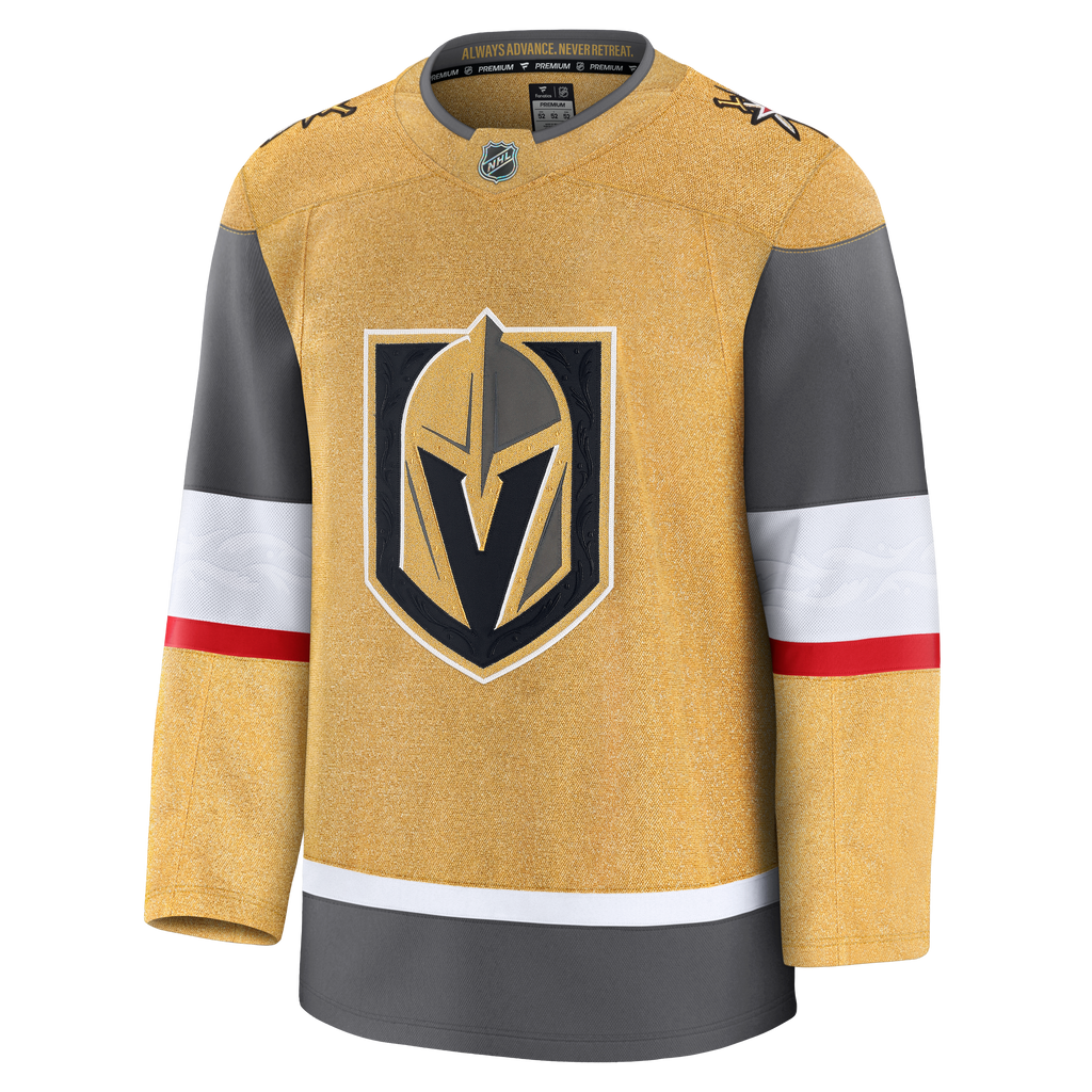 Las Vegas Golden Knights NHL Fanatics Branded Men Gold Premium Jersey product image 1, provided for visual reference and
