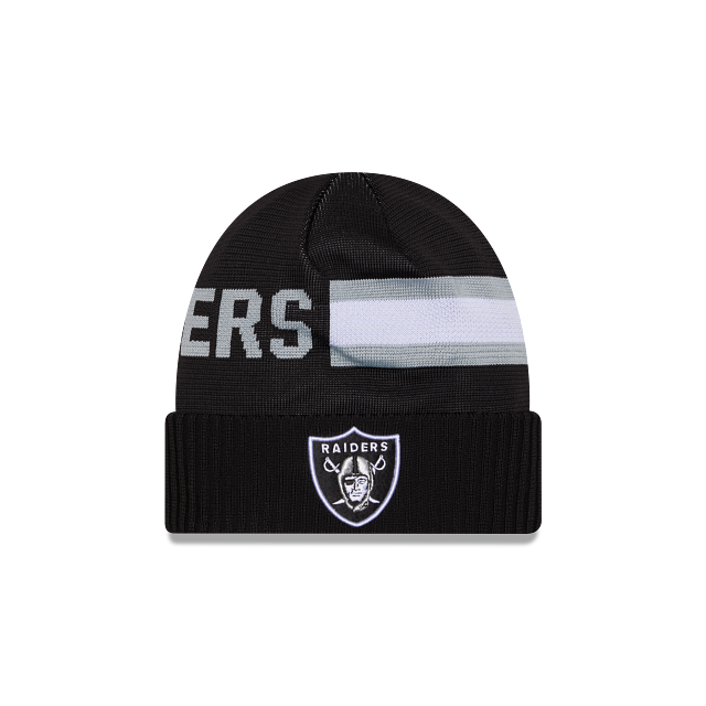 Las Vegas Raiders NFL New Era Men Black 2024 Sideline Tech Knit Hat product image 1, provided for visual reference and