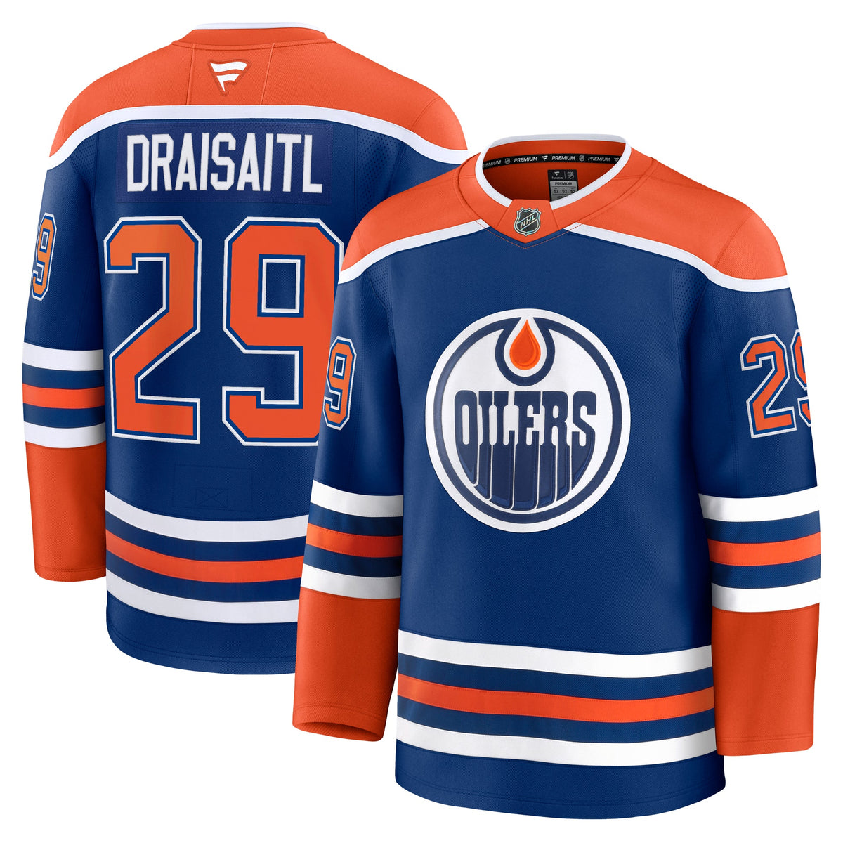 Leon Draisaitl Edmonton Oilers NHL Fanatics Branded Men Royal Blue Premium Jersey product image 3, provided for visual